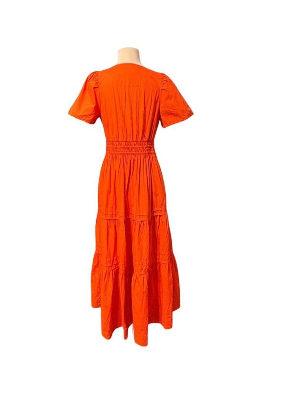 Anthropologie Somerset Maxi Dress XS Tomato Red Orange Riviera Tiered Boho - Picture 2 of 7